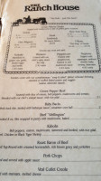 Ranch House Restaurant Bar menu