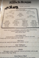 The Ranch House menu