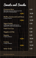 Honey Bun Cafe menu