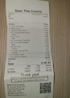 Siam Thai menu
