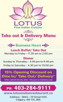 Lotus Indian Cuisine menu