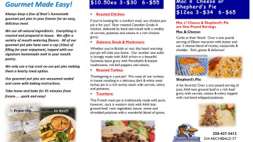 Bear's Eatery menu