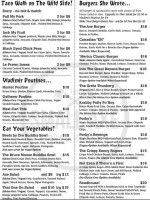 The Small Axe Road House menu