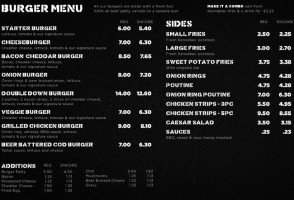 Roadies Burger menu