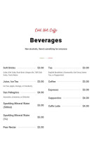 Golden Boot Cafe menu