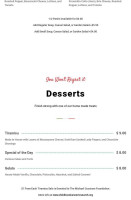 Golden Boot Cafe menu