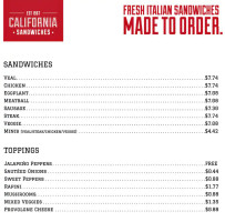 California Sandwiches menu