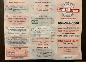 Scott Hill Pizza menu