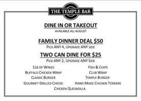 Oakville Temple Bar menu