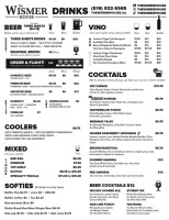 Wismer House menu