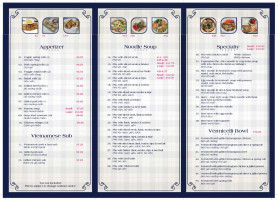 Pho T&T Vietnamese Restaurant menu