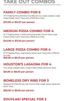 Houston Pizza menu
