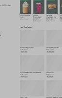 Starbucks Coffee menu