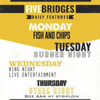 Five Bridges Bar & Grill menu
