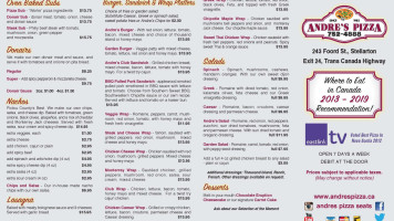 Andre's Seats menu