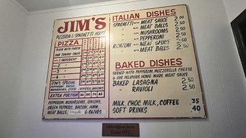 Jim's Pizza & Pasta menu