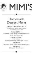 Mimi's Pub menu