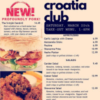 Croatian Sports And Community Centre Of Hamilton, Inc. Speisekarte