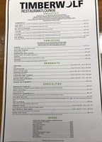 Timberwolf Restaurant menu