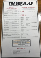 Timberwolf Restaurant menu