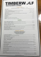 Timberwolf Restaurant menu
