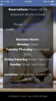 Harvest Restaurant menu