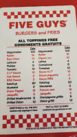 Five Guys menu