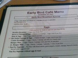 Early Bird Cafe menu