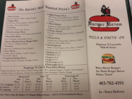 Lacombe Burger Baron menu