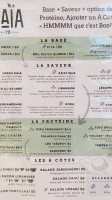 Gaïa Resto Végan menu