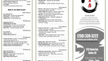 Sushi Kobo Takeout menu