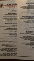 Fox and Hounds menu