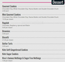 Kiva's Bagel Bakery & Restaurant menu