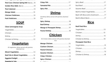 Bualai Taste Of Thai menu