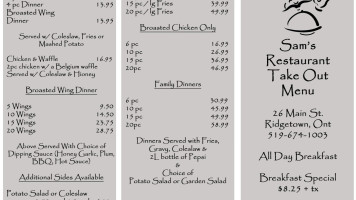 Sams Broasted Chicken Carta