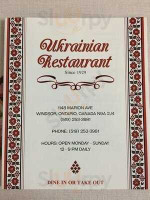Ukrainian Restaurant menu