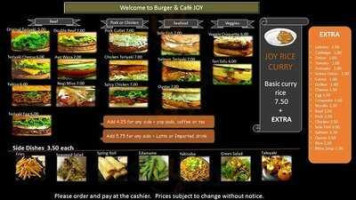 Burger and Cafe Joy menu