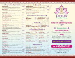 Lotus Indian Cuisine menu