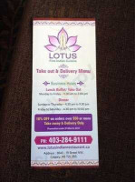 Lotus Indian Cuisine menu
