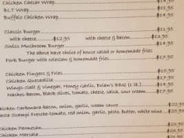 Sunnyside Cabins menu