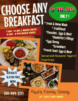 Riya's Family Dining menu