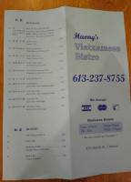 Huong Vietnamese Bistro menu