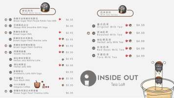 Inside Out Tea Loft menu