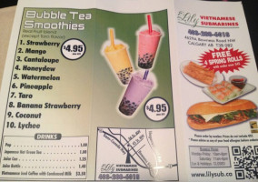 Lily Vietnamese Submarines menu