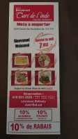 Indian Cari De L'inde menu