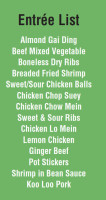 Bella Vita Cucina menu