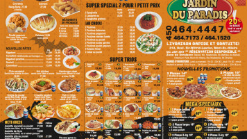 Restaurant Jardin du Paradis menu