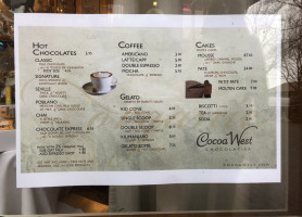 Cocoa West Chocolatier Cardápio