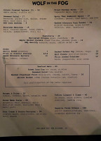 Wolf In The Fog menu
