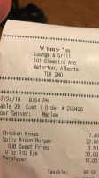 Vimy's Lounge Grill menu